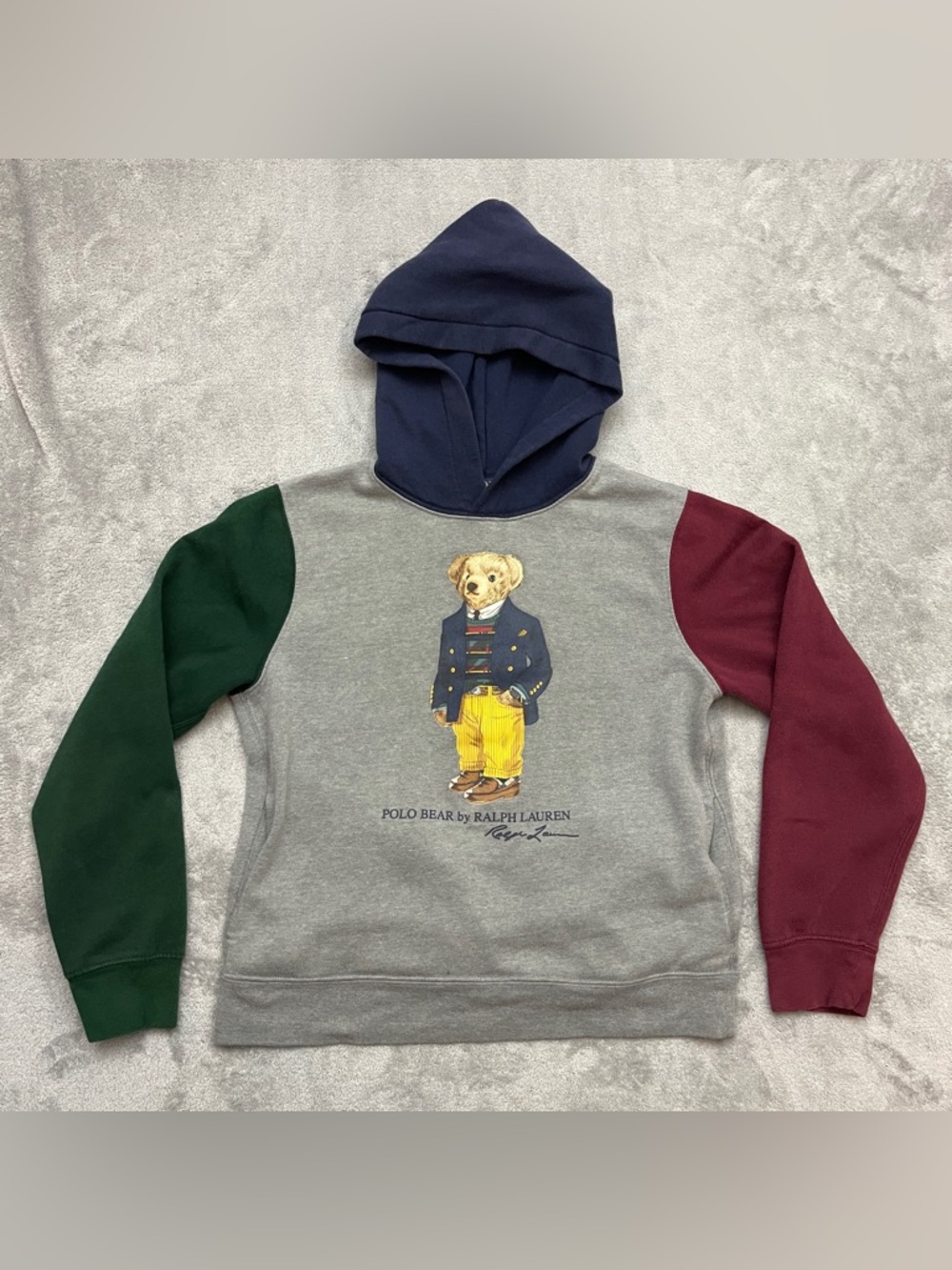 Polo Ralph Lauren Boys Polo Bear Colorblock Hoodie Pullover Size L (14-16)